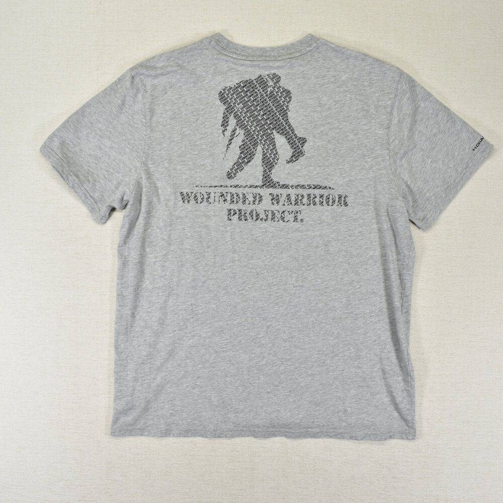 UA Charged Cotton Wounded Warrior Project T Shirt Believe In Heroes Gray L